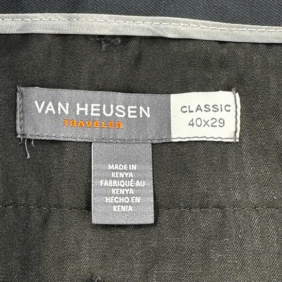 Van Heusen Men's Size 40x29 Pant Traveler Classic Fit Flat Front Blue New - Picture 7 of 16